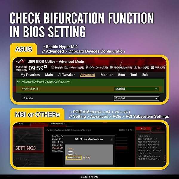 EZDIY-FAB EZDIY-FAB Quad M.2 PCIe Expansion Card: Boost SSD Performance with Heatsink & RAID Support for Intel & AMD - View 7 of 11