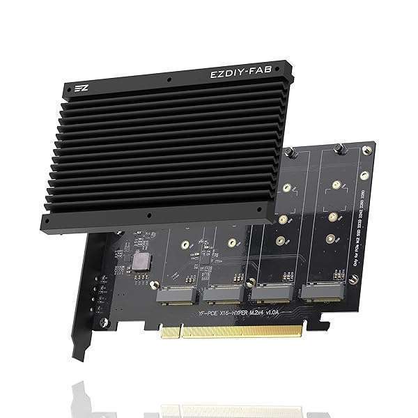 EZDIY-FAB Quad M.2 PCIe Expansion Card: Boost SSD Performance with Heatsink & RAID Support for Intel & AMD