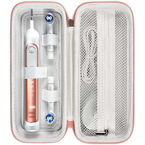 Comecase Travel Case for Oral-B & Philips Sonicare Toothbrushes - Gold with Mesh Pocket for Accessories
