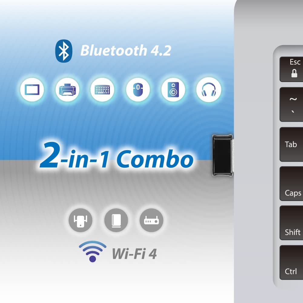 Edimax Edimax 2-in-1 Wi-Fi 4 and Bluetooth v4.2 Adapter N150 Fast Low Energy Combo USB Dongle for PC Windows 10 11 Linux EW-7611ULB V2 - View 3 of 6