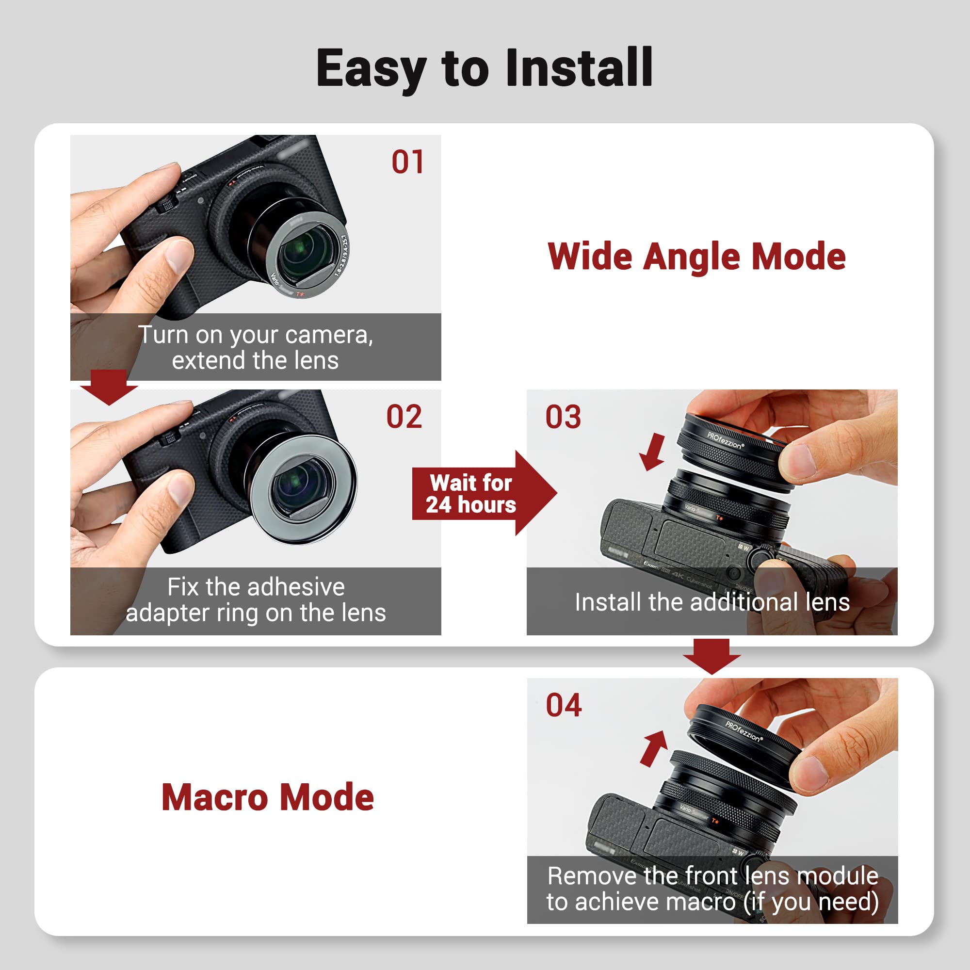 PROfezzion PROfezzion HD 18mm Wide Angle Lens with 10x Macro for Sony ZV-E10 ZV-1F A6400 A6300 A6100 A6000 Canon G7X Mark II III Camera - View 5 of 9