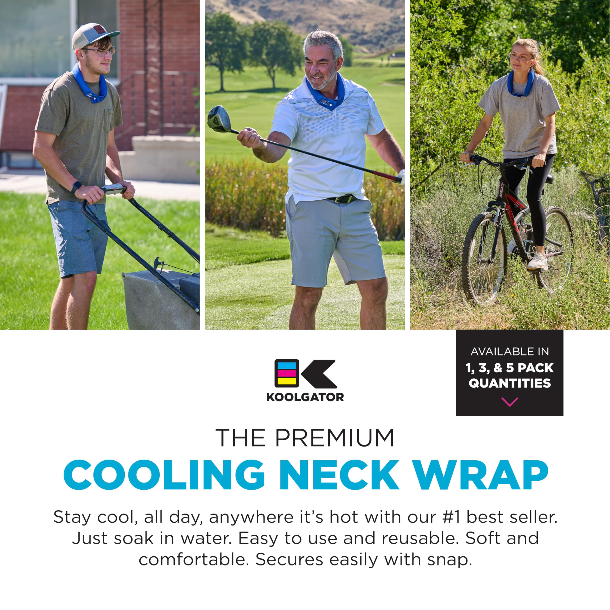 KOOLGATOR KOOLGATOR Evaporative Cooling Neck Wrap for Summer Heat Relief Long Lasting Reusable Breathable Available in Multiple Packs - View 3 of 8