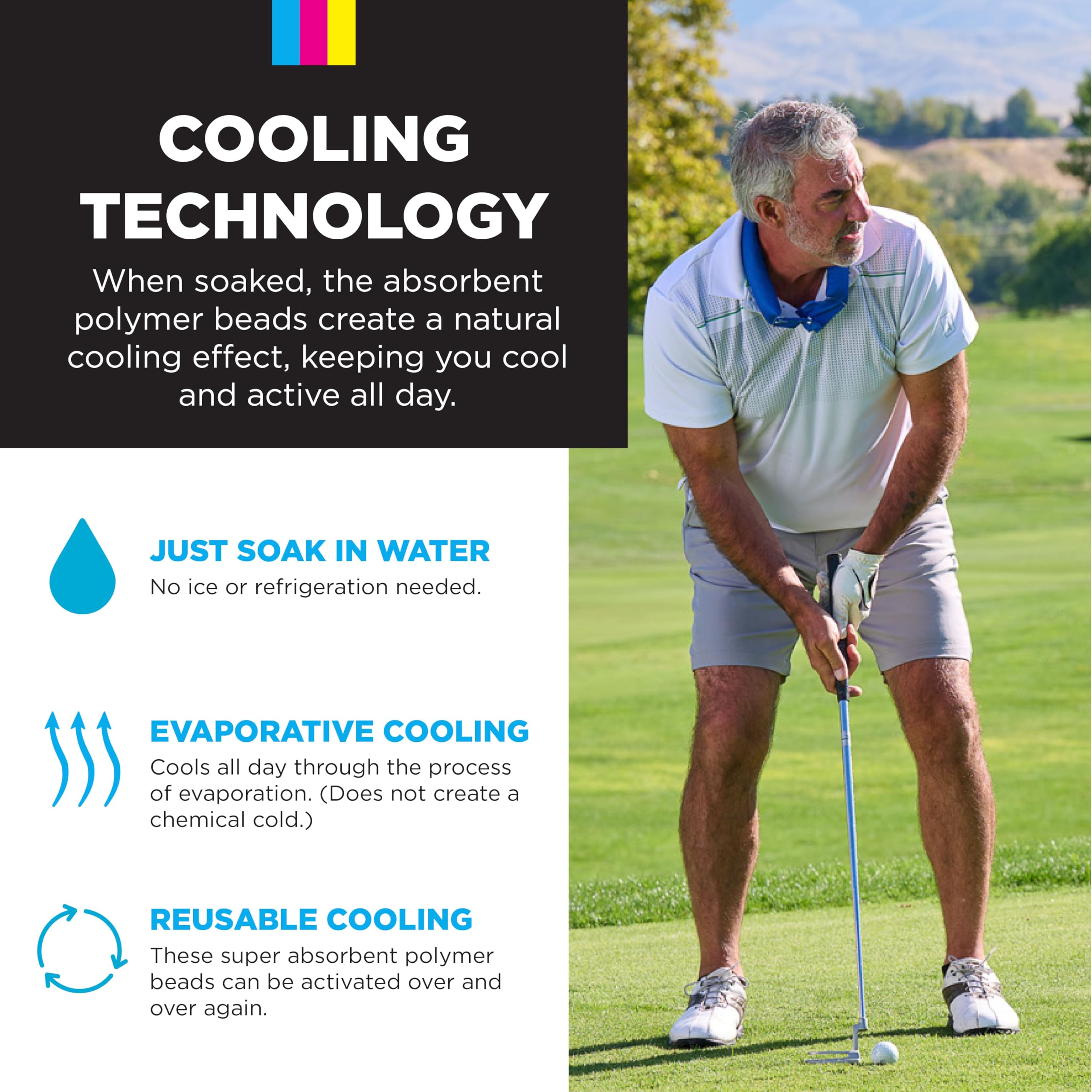 KOOLGATOR KOOLGATOR Evaporative Cooling Neck Wrap for Summer Heat Relief Long Lasting Reusable Breathable Available in Multiple Packs - View 6 of 8