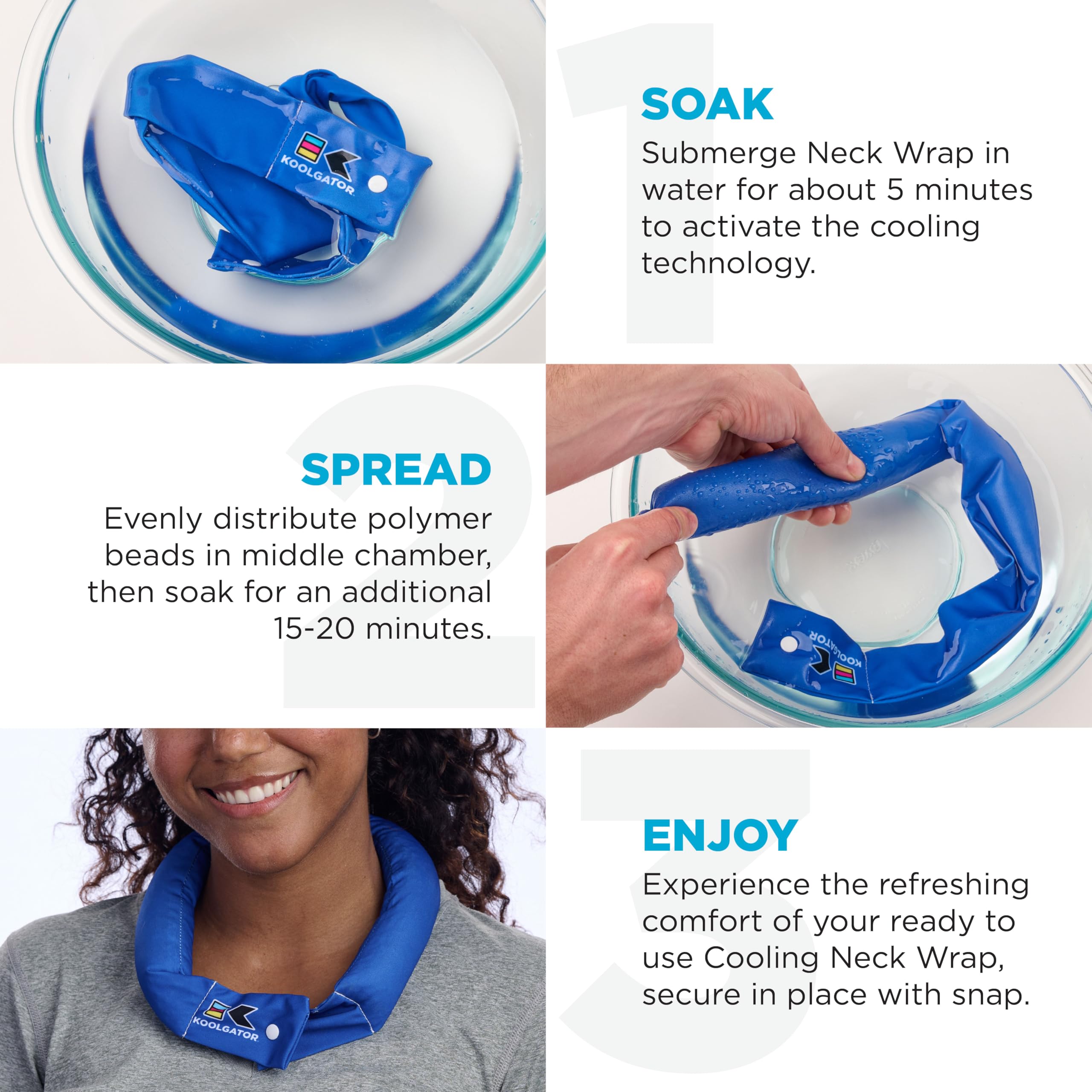 KOOLGATOR KOOLGATOR Evaporative Cooling Neck Wrap for Summer Heat Relief Long Lasting Reusable Breathable Available in Multiple Packs - View 7 of 8