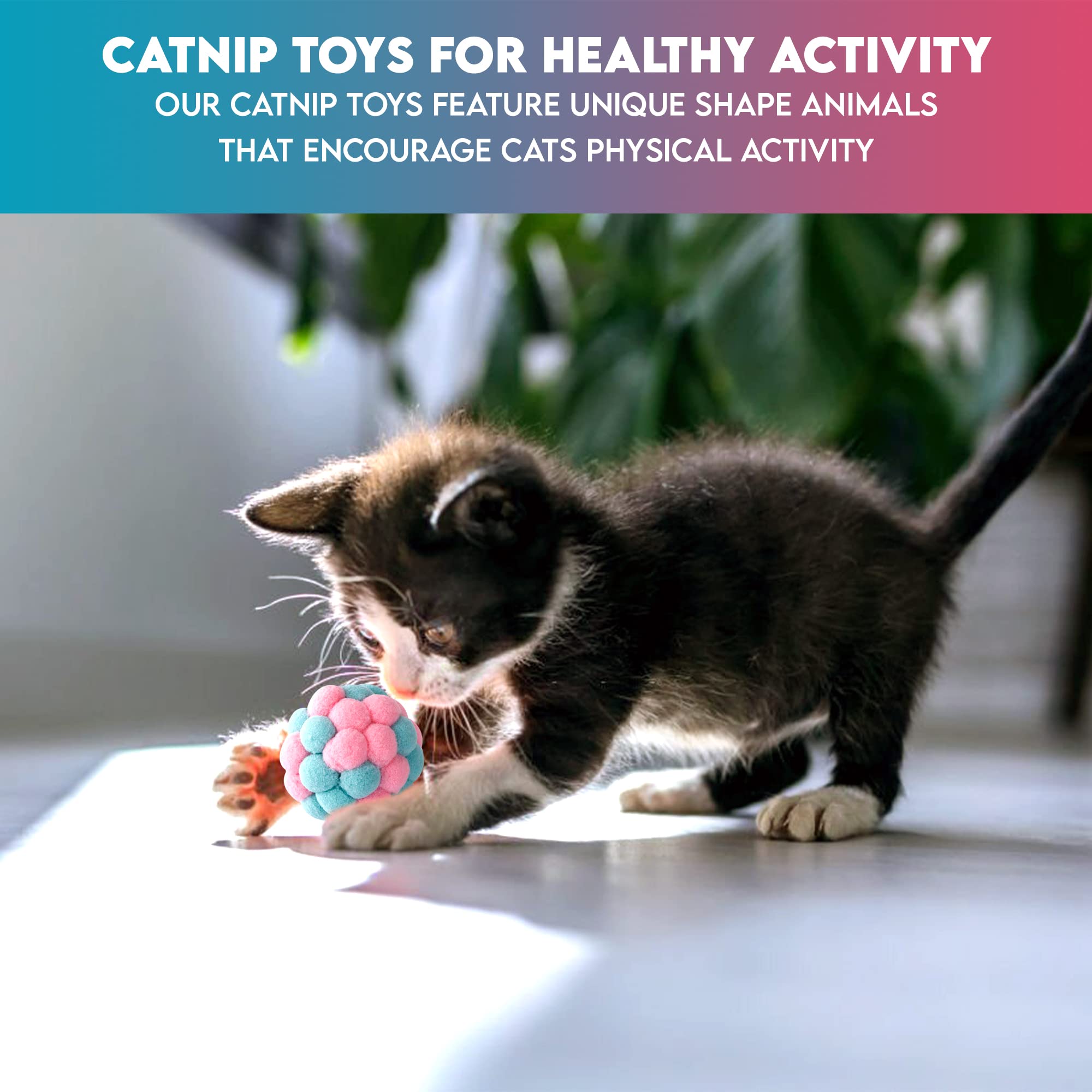 Paw Paw Babe Paw Paw Babe 9 Pcs Cat Balls and Catnip Toys Set Soft Lightweight Cartoon Fuzzy Balls for Indoor Kittens and Cats - View 2 of 9