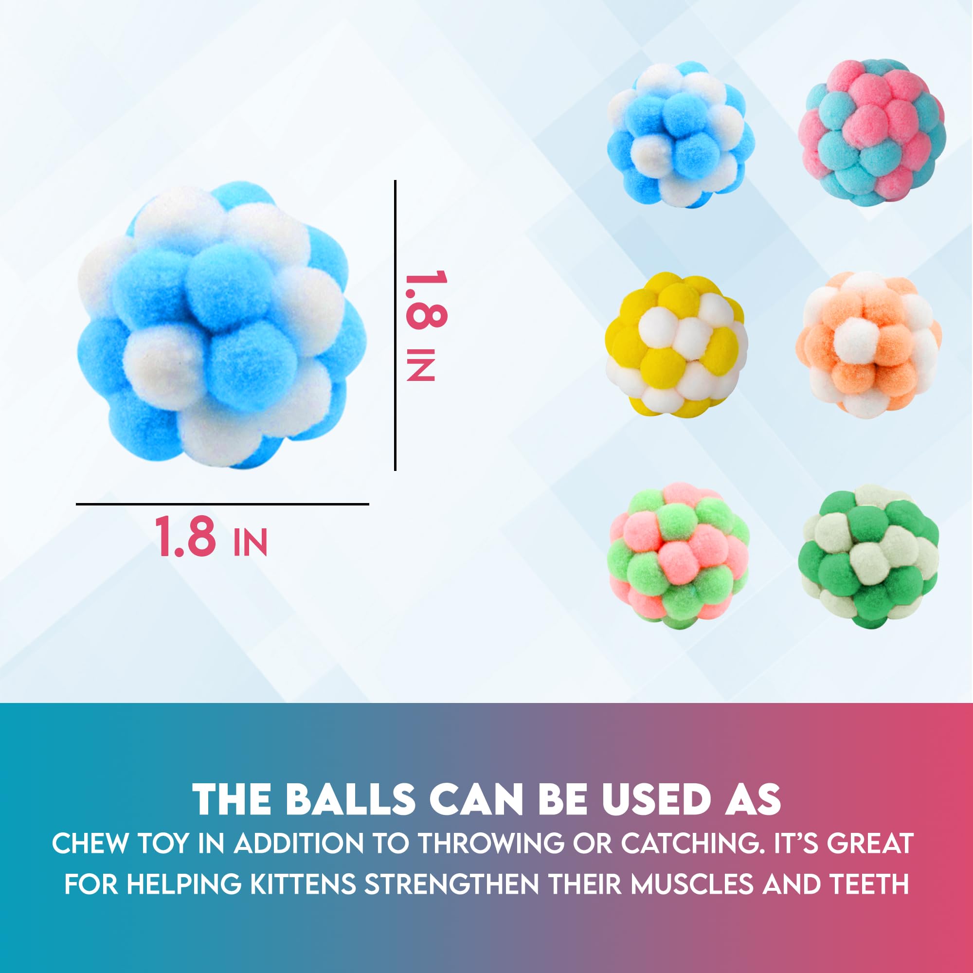 Paw Paw Babe Paw Paw Babe 9 Pcs Cat Balls and Catnip Toys Set Soft Lightweight Cartoon Fuzzy Balls for Indoor Kittens and Cats - View 4 of 9