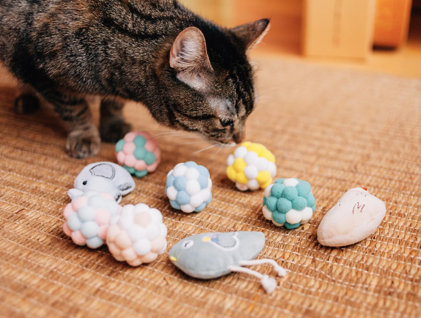 Paw Paw Babe Paw Paw Babe 9 Pcs Cat Balls and Catnip Toys Set Soft Lightweight Cartoon Fuzzy Balls for Indoor Kittens and Cats - View 8 of 9