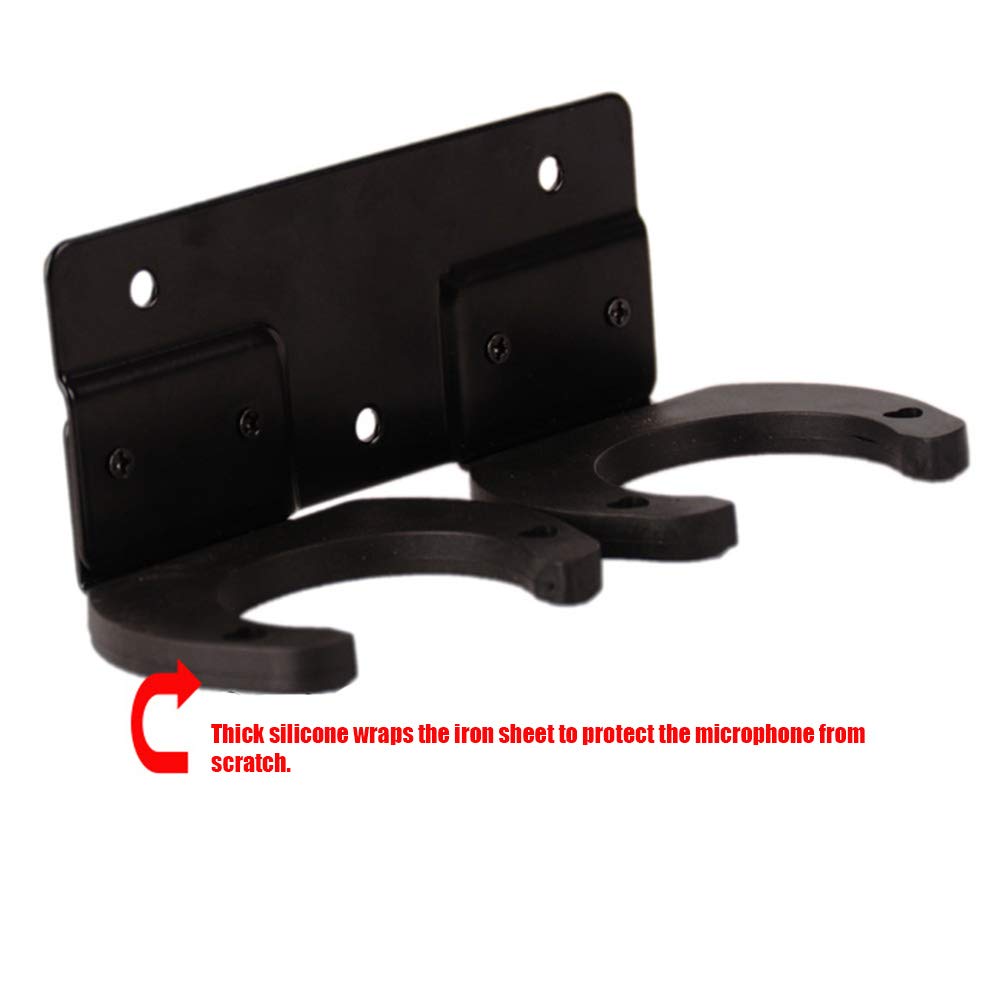 Wireless Microphone Hanger Wall Mount Space Saving Stand Brackets Universal Double Hook for KTV and Home Use - View 2 of 6