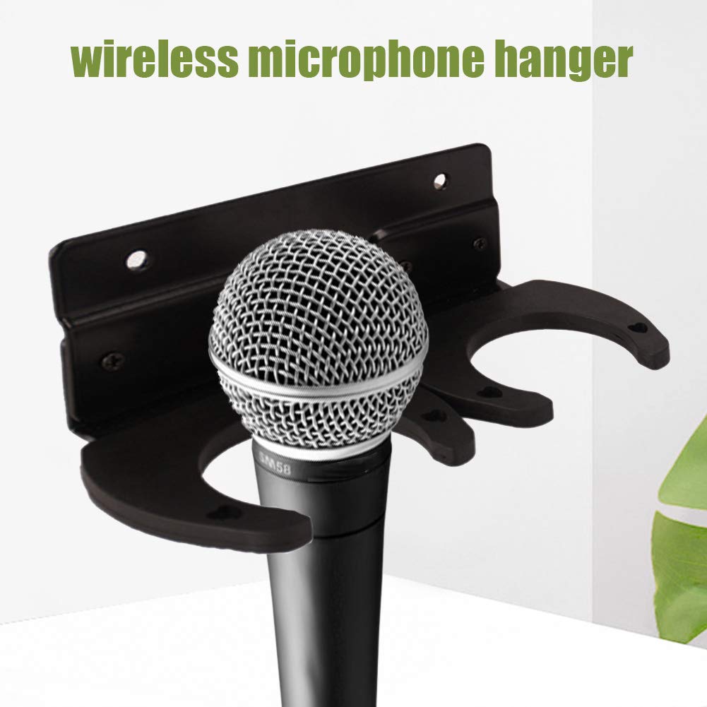 Wireless Microphone Hanger Wall Mount Space Saving Stand Brackets Universal Double Hook for KTV and Home Use - View 3 of 6