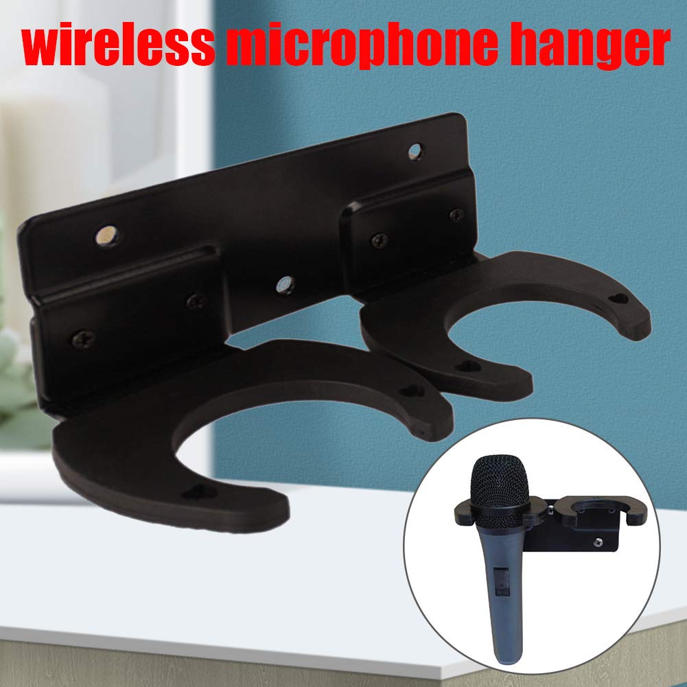 Wireless Microphone Hanger Wall Mount Space Saving Stand Brackets Universal Double Hook for KTV and Home Use - View 4 of 6