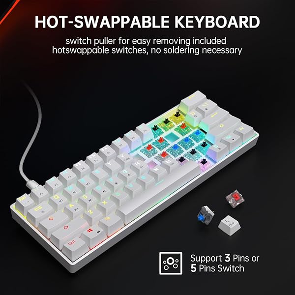 targeal Buy Targeal 60% Mechanical Gaming Keyboard - Gateron Red Switch, RGB Backlit, Programmable for PC/Mac - Perfect for Gamers! - View 7 of 11