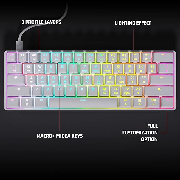 targeal Buy Targeal 60% Mechanical Gaming Keyboard - Gateron Red Switch, RGB Backlit, Programmable for PC/Mac - Perfect for Gamers! - View 9 of 11