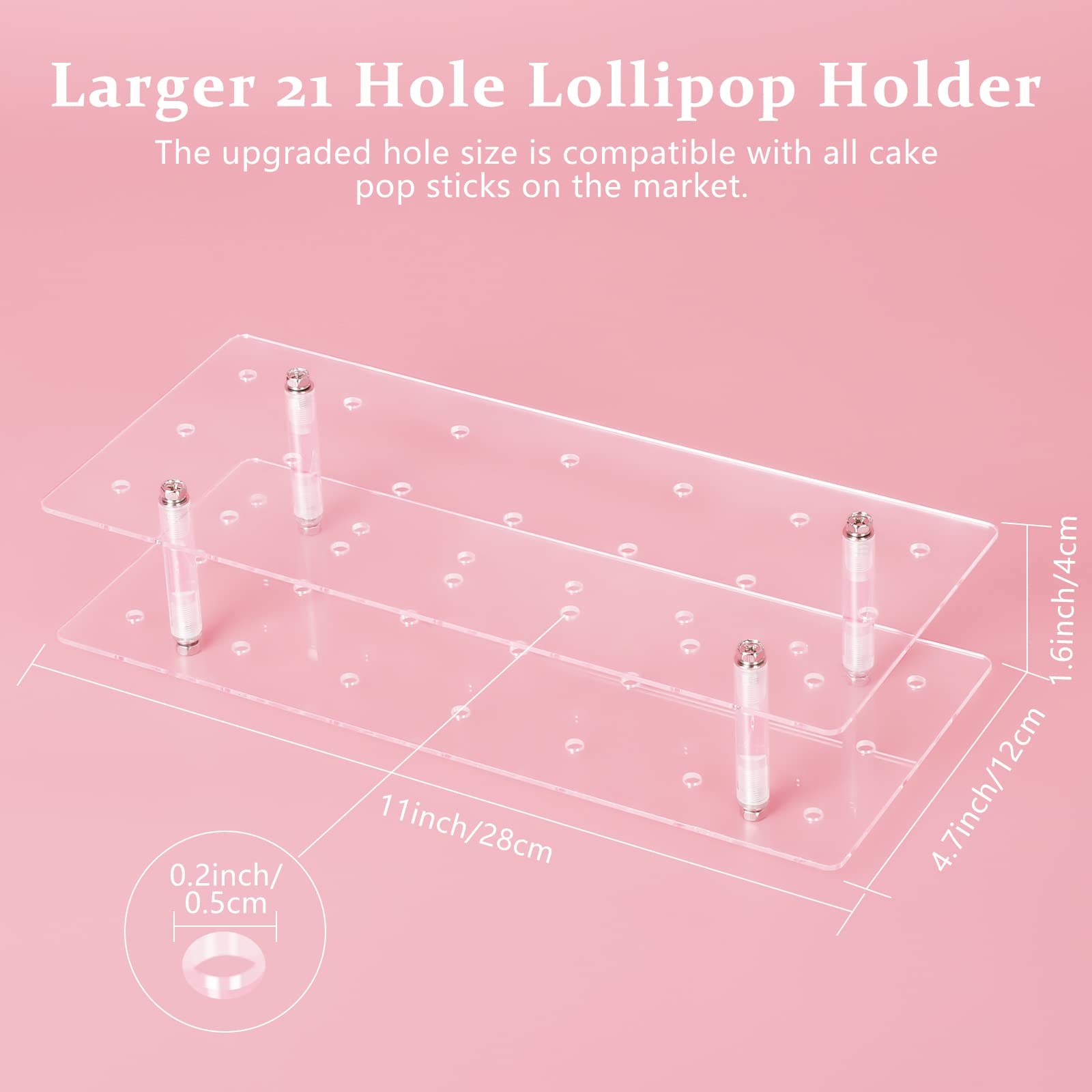 Suneerplay Acrylic Cake Pop Stand with 21 Holes Clear Display Holder for Weddings Baby Showers Birthdays and Parties - View 2 of 7
