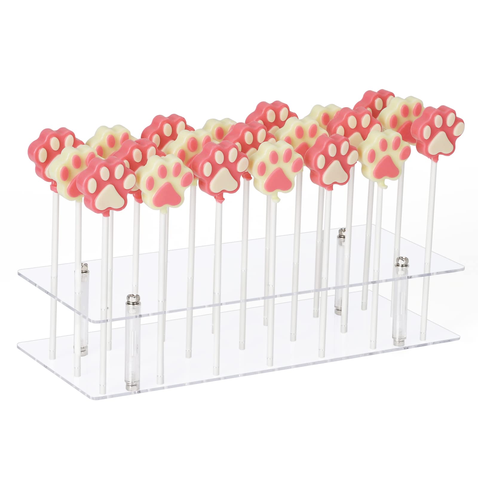 Suneerplay Acrylic Cake Pop Stand with 21 Holes Clear Display Holder for Weddings Baby Showers Birthdays and Parties