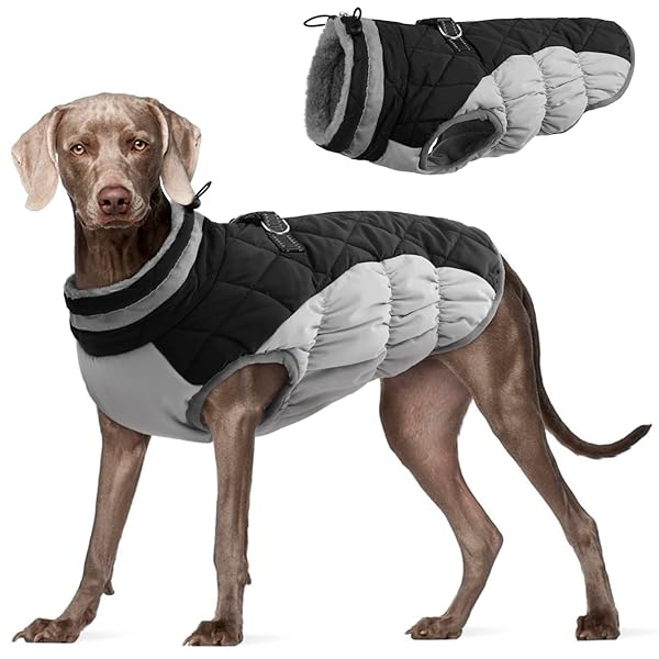 FUAMEY FUAMEY Warm Dog Jacket Winter Coat Padded Fleece Reflective Vest Built-in Harness Waterproof Windproof Snow Jacket Brown XXX-Large