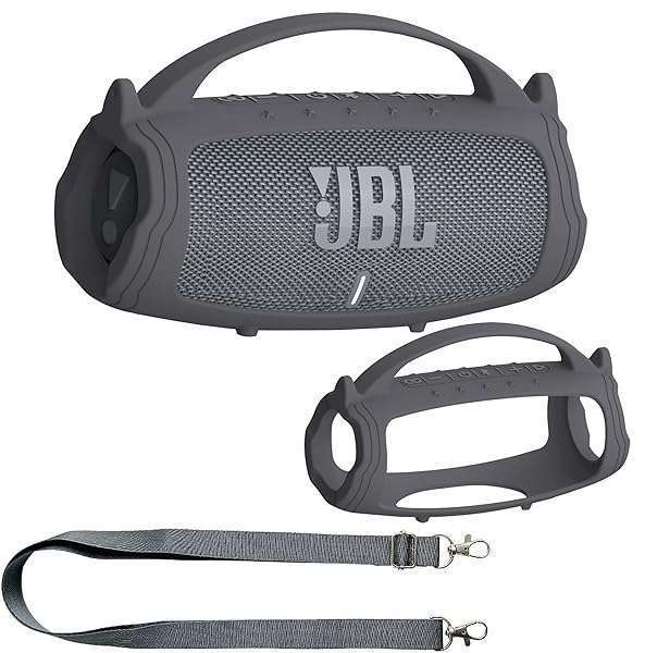 JCHPINE Premium Silicone Cover Case for JBL Charge 5 - Protective Skin Accessory (Grey)