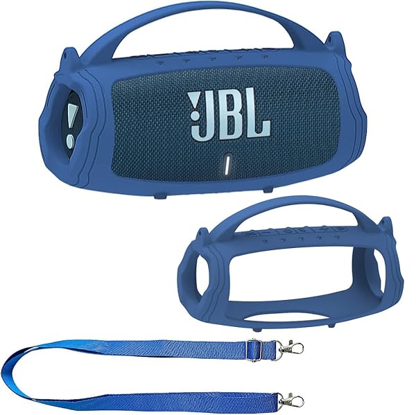 JCHPINE Blue Silicone Cover Case for JBL Charge 5 - Protective Skin for Portable Bluetooth Speaker Accessories