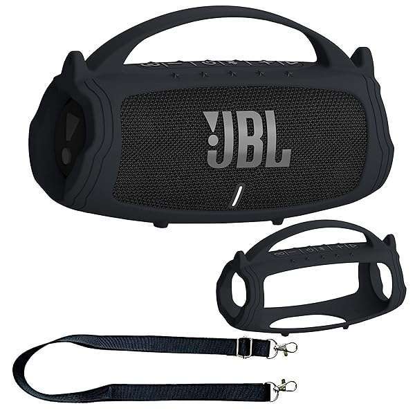 JCHPINE Premium Silicone Cover Case for JBL Charge 5 - Protective Skin & Accessories (Black)