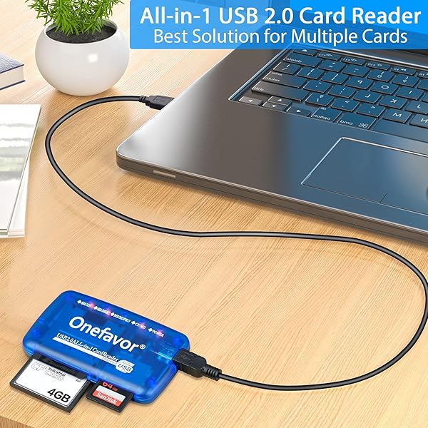 onefavor Onefavor SmartMedia Cards Reader Writer, All-in-1 USB Universal Multi Card Adapter Slim Hub Read Smart Media SD, XD, CF, MMC, MS Pro Duo, Camera Flash Memory Cards Reader for Windows, Mac, Linux - View 3 of 7