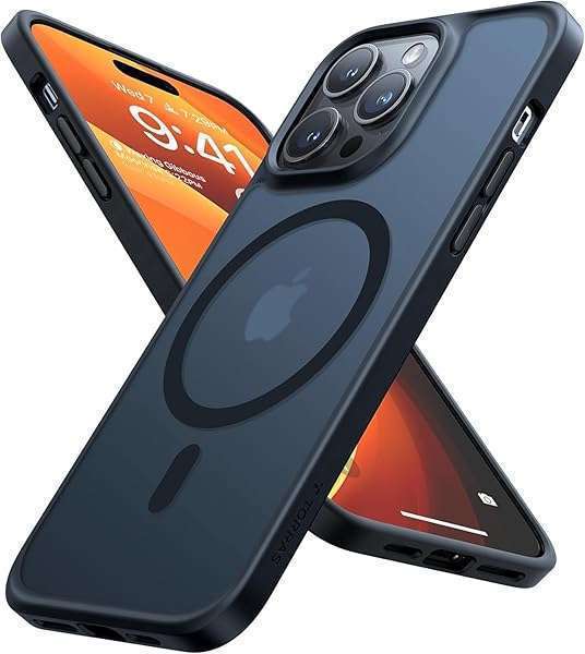 TORRAS Magnetic Guardian Case for iPhone 14 Pro Max - Slim Translucent Matte in Mystic Black