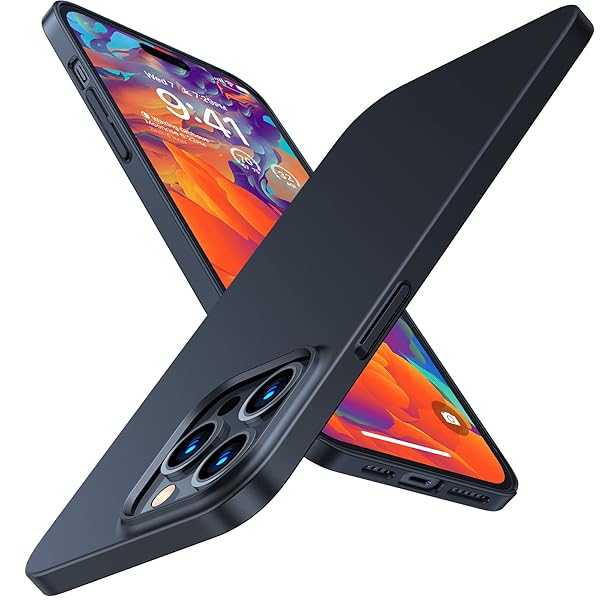 TORRAS Slim Fit iPhone 14 Pro Max Case - Ultra-Thin, Lightweight Hard PC Cover in Black | Perfect 2022 Protection