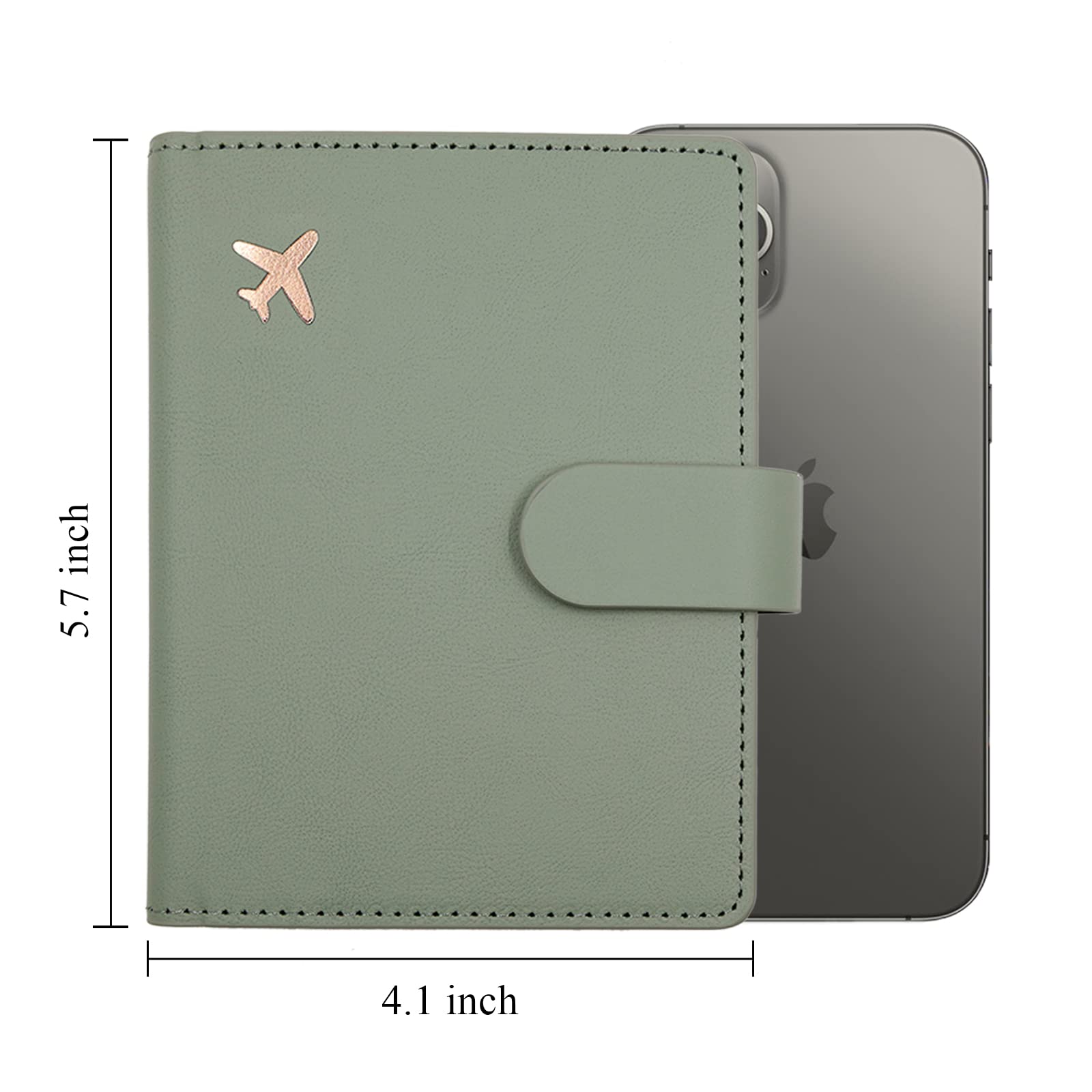 Deziliao Deziliao Passport Holder with Card Slots and Vaccine Card Holder Waterproof RFID Blocking Travel Wallet for Men and Women in Moss Green - View 5 of 7