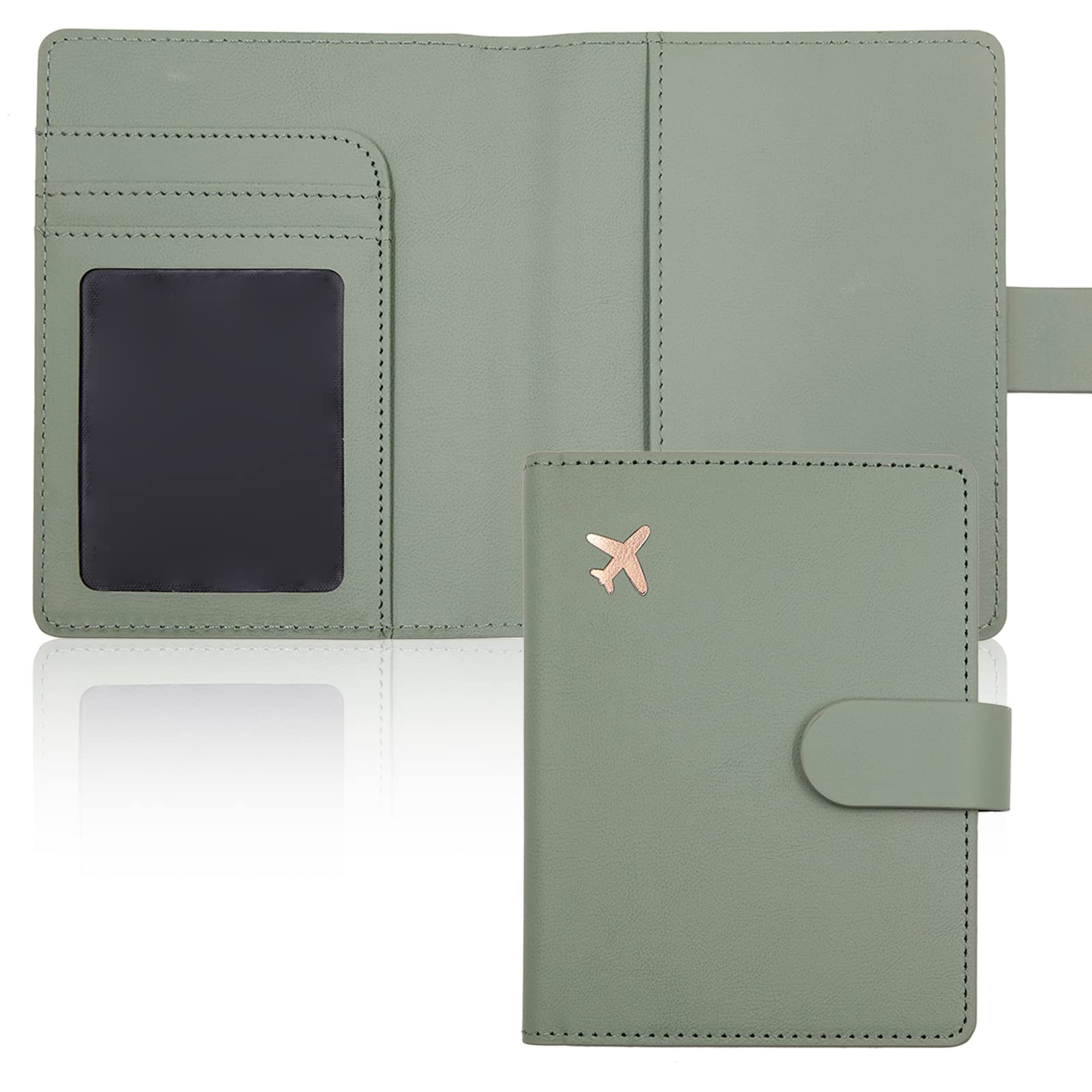 Deziliao Deziliao Passport Holder with Card Slots and Vaccine Card Holder Waterproof RFID Blocking Travel Wallet for Men and Women in Moss Green