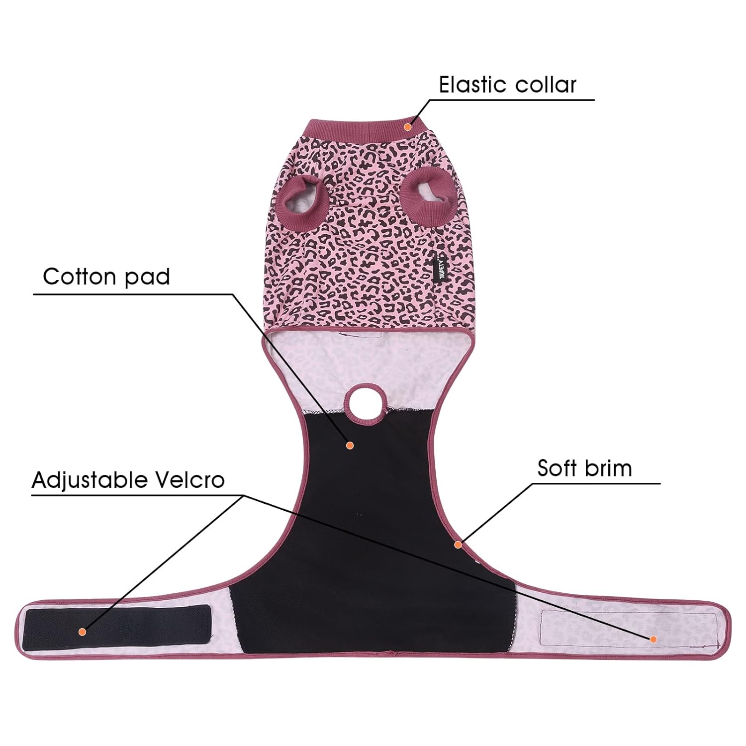 Jiupety Jiupety Adjustable Dog Recovery Suit for Abdominal Wound Surgery 2XL Anti-Licking Bodysuit Pink Leopard Substitute E-Collar - View 3 of 9