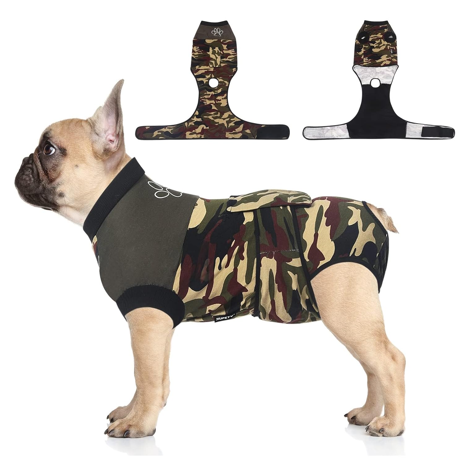 Jiupety Jiupety Adjustable Dog Recovery Suit for Abdominal Wound Surgery 2XL Anti-Licking Bodysuit Pink Leopard Substitute E-Collar - View 8 of 9