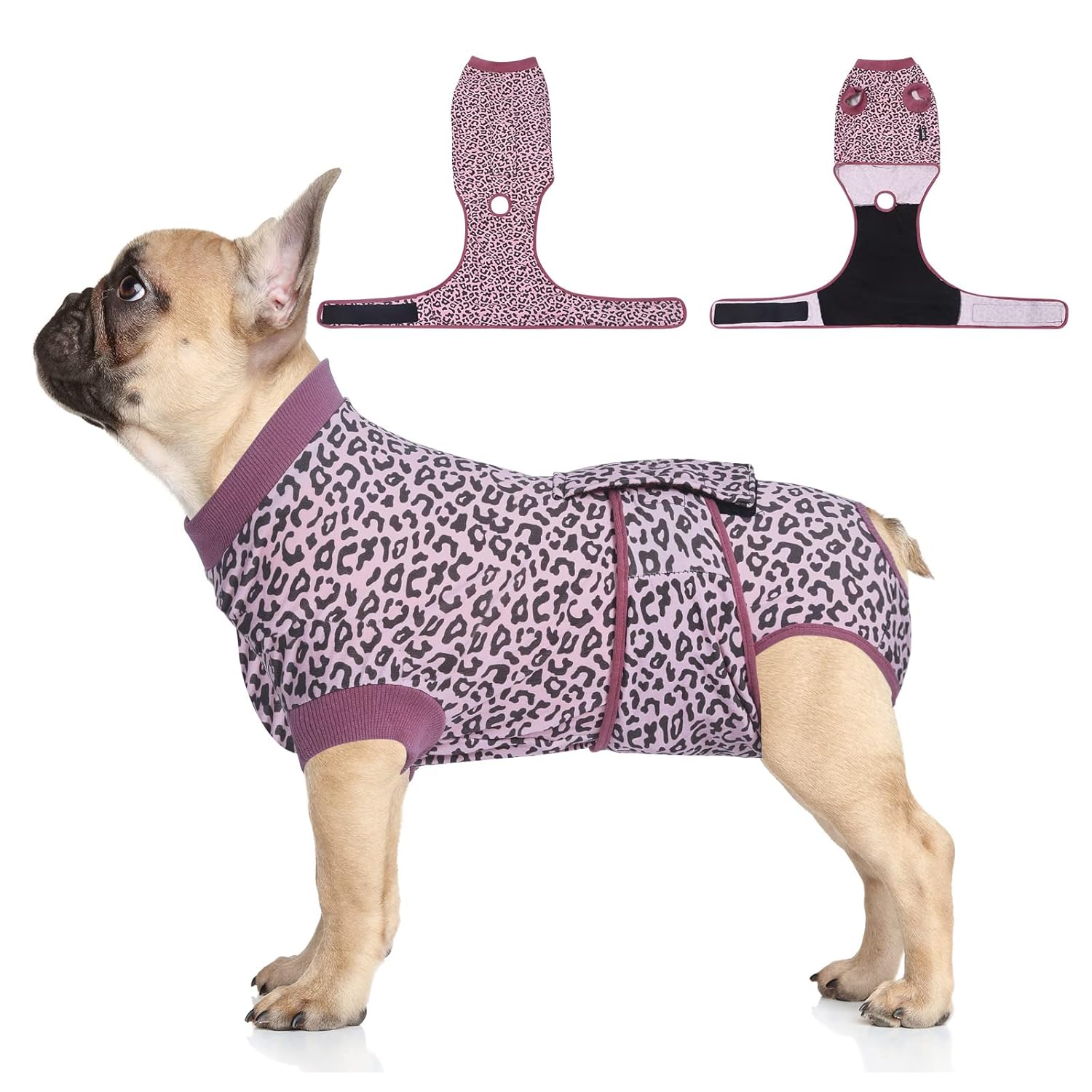 Jiupety Jiupety Adjustable Dog Recovery Suit for Abdominal Wound Surgery 2XL Anti-Licking Bodysuit Pink Leopard Substitute E-Collar - View 9 of 9