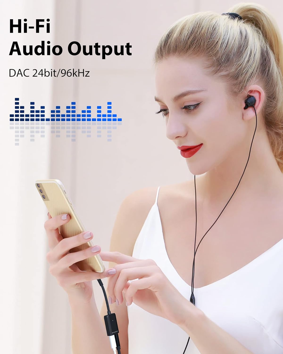 Stouchi Stouchi USB C to 3.5mm Headphone and Charger Adapter 2 in 1 Fast Charging Hi-res DAC Compatible with Samsung Pixel Black - View 7 of 7