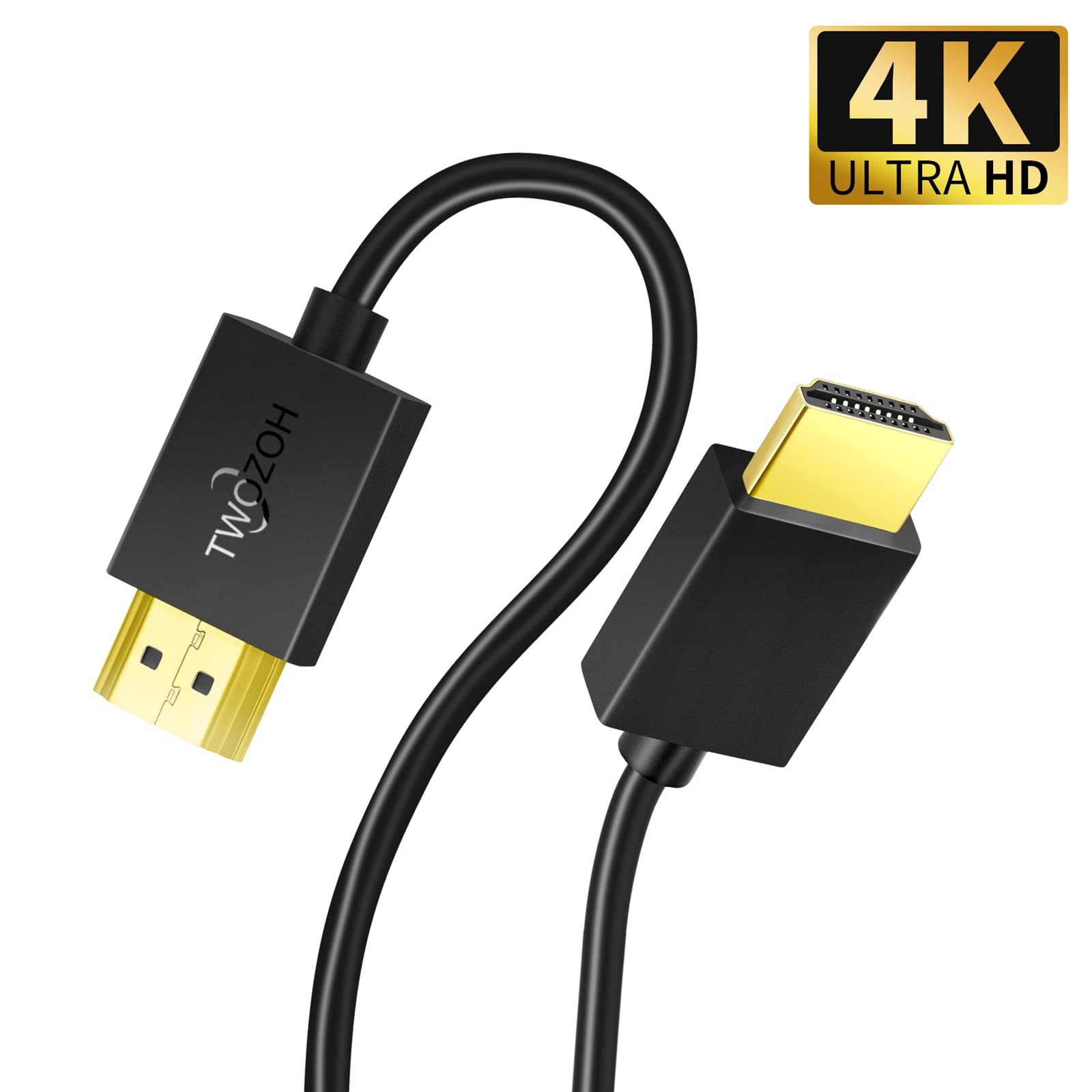 Twozoh Slim HDMI Cable 15FT 2 Pack Ultra Thin Flexible HDMI to HDMI Cord Supports 4K 60Hz 2160P 1080P - View 3 of 7