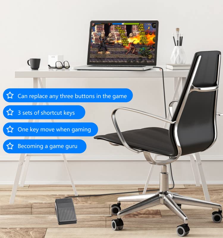 iKKEGOL USB Foot Pedal Programmable Footswitch for Gaming and Transcription One Key Control for Mouse and Keyboard - View 4 of 9