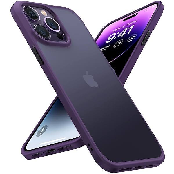 TORRAS TORRAS iPhone 14 Pro Case: Shockproof, Translucent Matte, Slim & Anti-Fingerprint - Purple Guardian 2022
