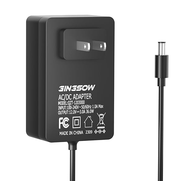 Gingsow 12V 3A Power Supply Adapter - GINGSOW AC to DC LED Driver for Strip Lights, CCTV, Router | 36W, 1.5M Cable