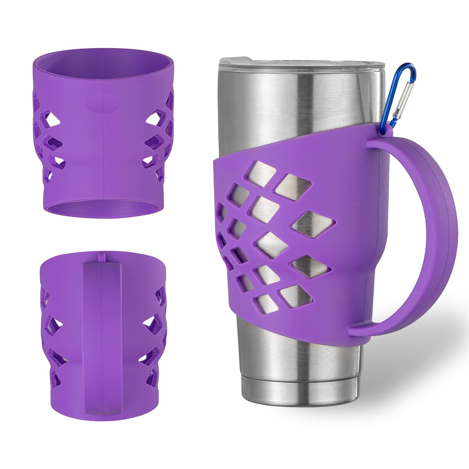 SHTCSZBA SHTCSZBA Silicone Sleeve Holder for 30 oz Tumblers Compatible with Yeti Rambler RTIC Corkcicle Tumbler Grip in Purple