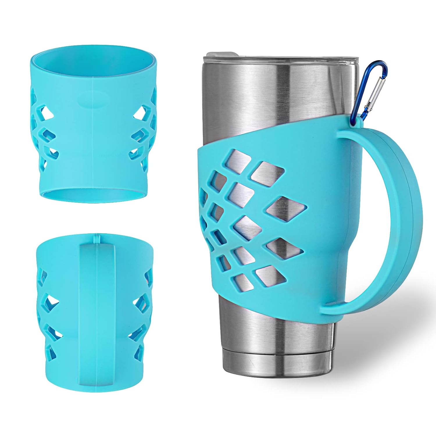 SHTCSZBA SHTCSZBA Silicone Sleeve Holder for 30 oz Tumblers Compatible with Yeti Rambler RTIC Corkcicle Tumbler Grip Blue