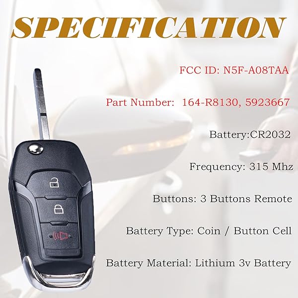 SUPALAND Supaland Flip Key Fob Replacement for Ford F150 F250 F350 Explorer Ecosport Ranger Bronco Maverick Escape Keyless Entry Remote 2015-2023 - View 6 of 11