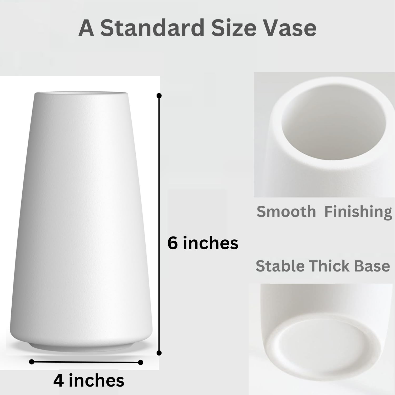 DECORPIA DECORPIA Premium White Ceramic Vase for Modern Farmhouse Bohemian Pampas Grass Flowers Home Decor and Desk Aesthetic Room Decor - View 4 of 7