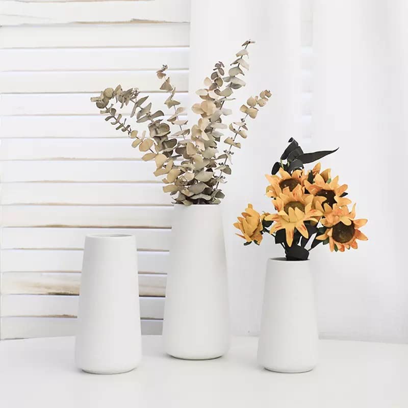 DECORPIA DECORPIA Premium White Ceramic Vase for Modern Farmhouse Bohemian Pampas Grass Flowers Home Decor and Desk Aesthetic Room Decor - View 7 of 7