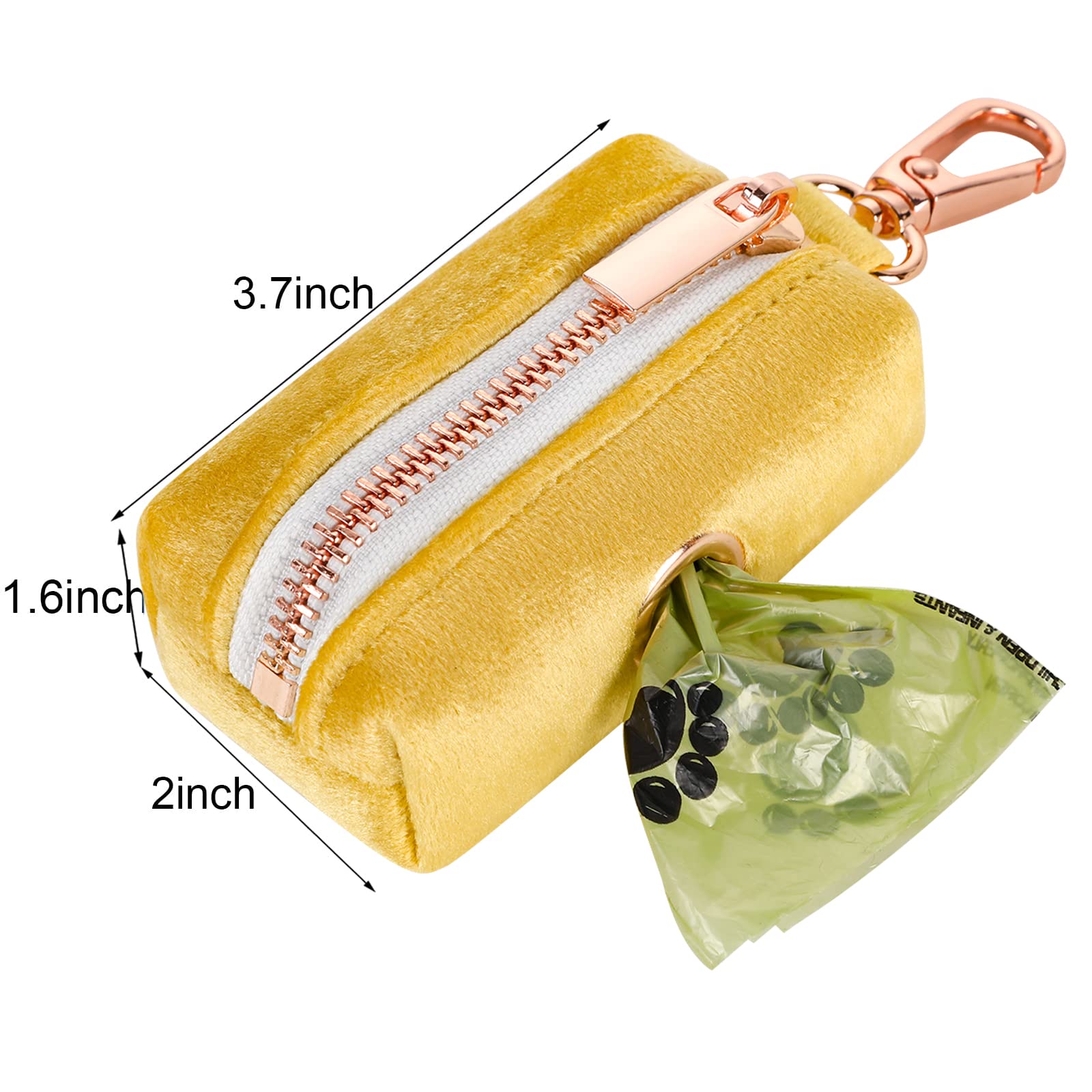 Aring pet Portable Velvet Dog Poop Bag Holder Dispenser for Leashes Washable Waste Pouch with Metal Zipper - View 6 of 6