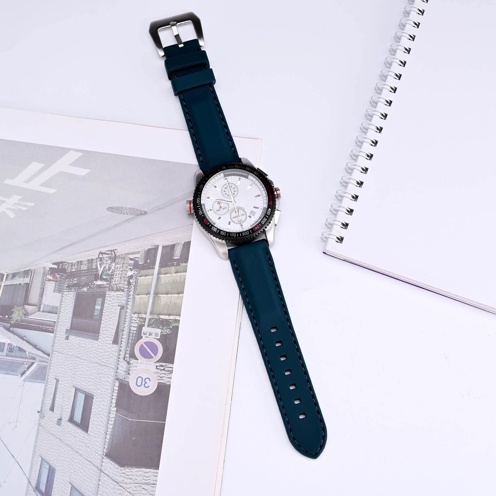 WOCCI WOCCI 20mm Navy Blue Silicone Rubber Watch Band with Silver Buckle for Durable and Stylish Timepiece Replacement - View 5 of 9