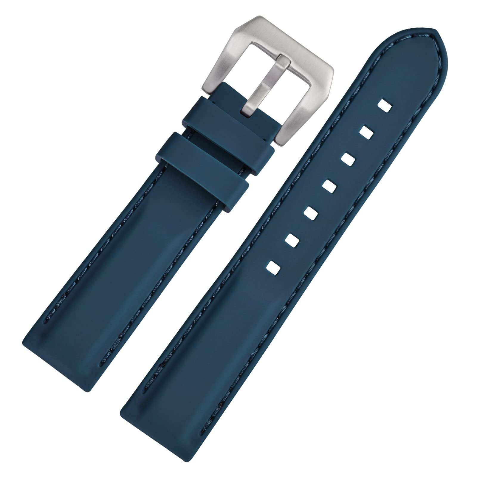 WOCCI WOCCI 20mm Navy Blue Silicone Rubber Watch Band with Silver Buckle for Durable and Stylish Timepiece Replacement - View 9 of 9