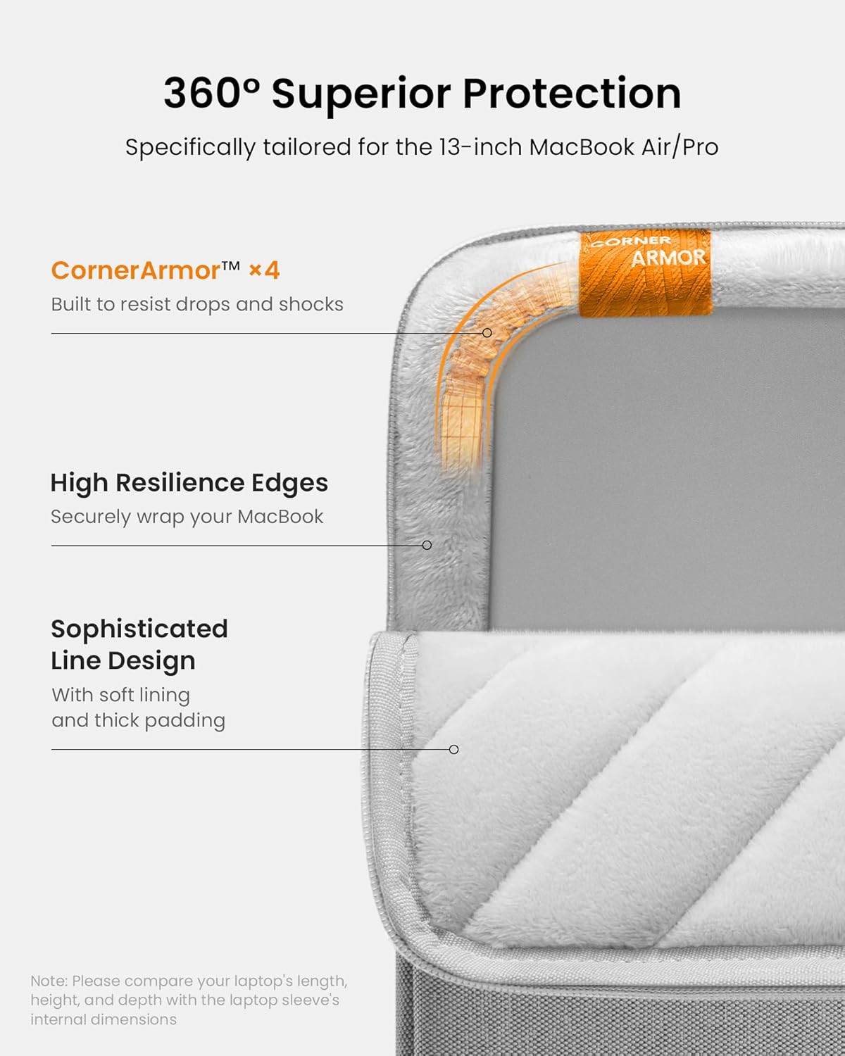 tomtoc tomtoc 360 Protective Laptop Sleeve for 13 inch MacBook Air and Pro Water Resistant Case Bag - View 4 of 9