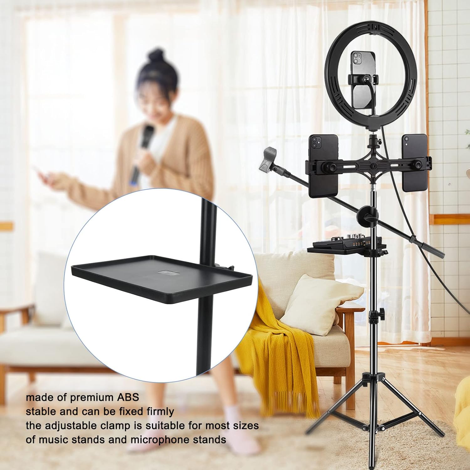 Dilwe Dilwe Heavy Duty Sound Card Tray for Speaker and Microphone Stands Adjustable Easy Installation 6.50in x 8.66in Wide Application - View 2 of 9
