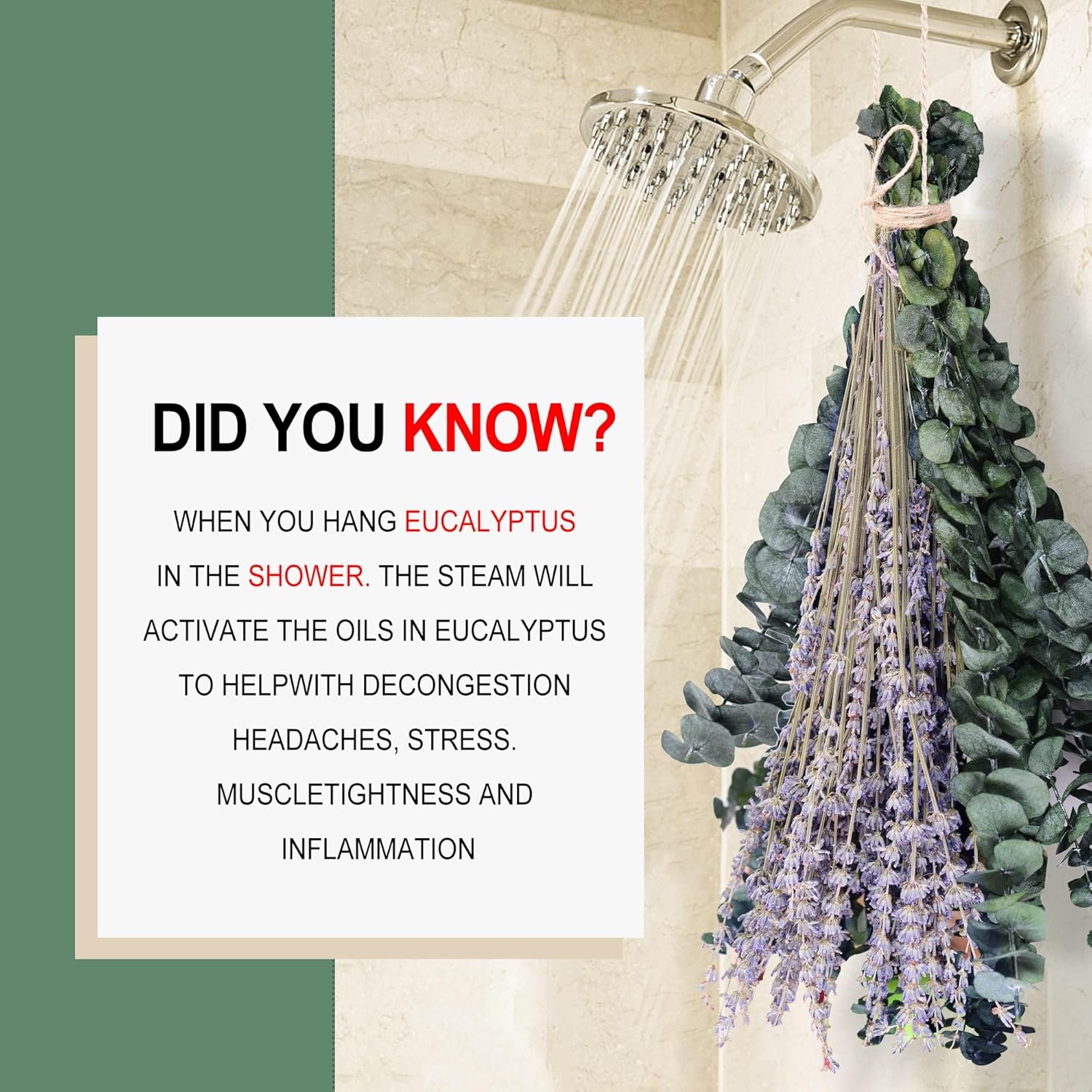 FUKUOKA 115 Pcs Eucalyptus and Lavender Flower Bundles for Shower Natural Decor with Chrysanthemums 17 Inch Upgrade Hanging Plant - View 4 of 7