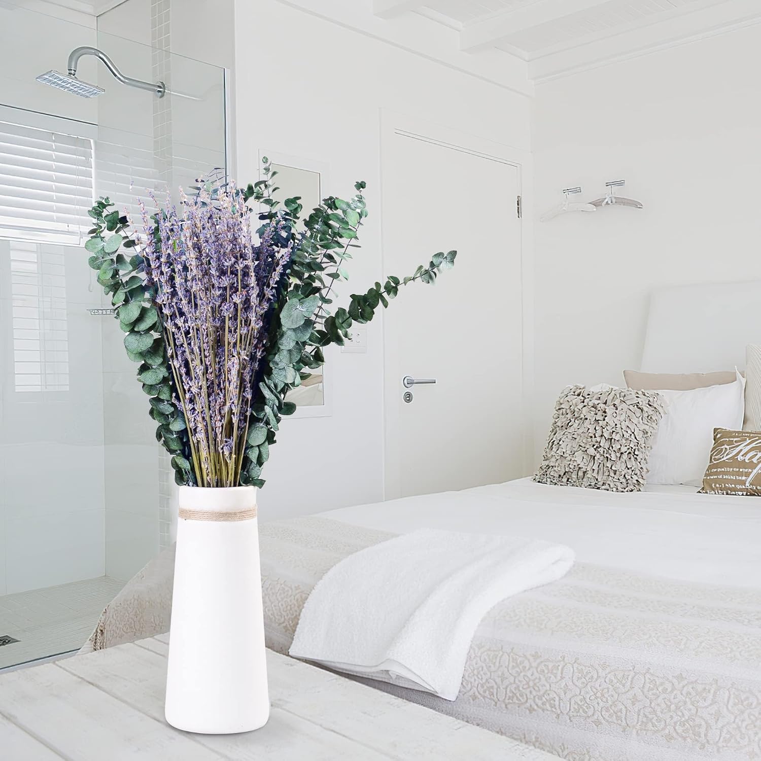 FUKUOKA 115 Pcs Eucalyptus and Lavender Flower Bundles for Shower Natural Decor with Chrysanthemums 17 Inch Upgrade Hanging Plant - View 6 of 7