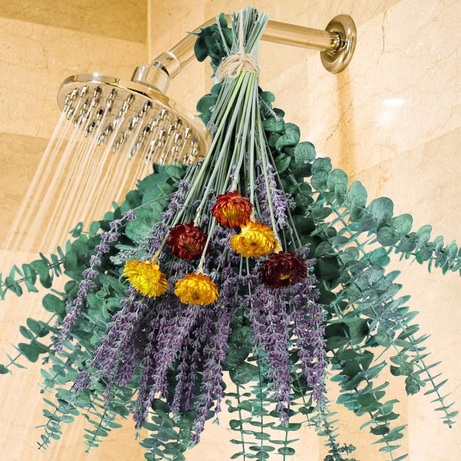 FUKUOKA 115 Pcs Eucalyptus and Lavender Flower Bundles for Shower Natural Decor with Chrysanthemums 17 Inch Upgrade Hanging Plant - View 7 of 7