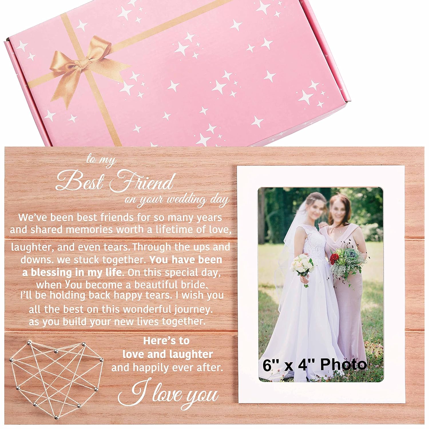 Sioial My Best Friend Wedding Day Photo Frame Gift for Bride from Best Friends Friendship Bridal Shower Present Picture Frame Get Married