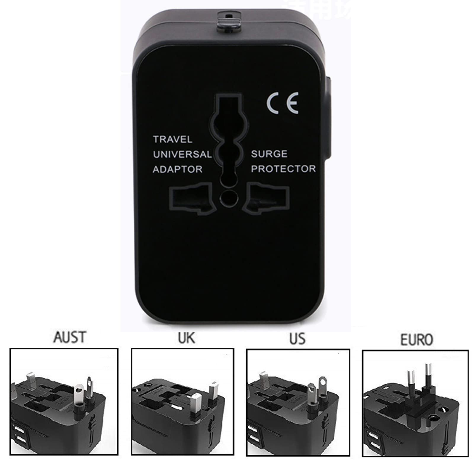Vishui Premium Travel Adapter Universal Worldwide Power Adapter with Dual USB Charging Ports for AC and Car Power - View 2 of 7
